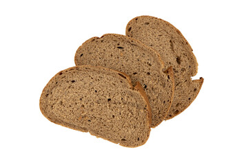 slices of rye bread on white background, top view