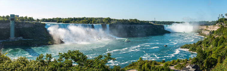 Famous Niagara Falls on a sunny day from Canadian side