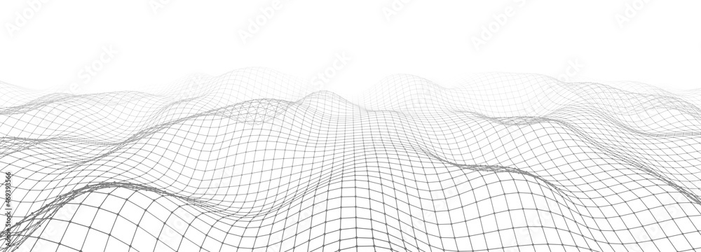 Aufkleber Vector perspective grid. Abstract gradient wave of lines. Big data. Digital background. Futuristic vector illustration.