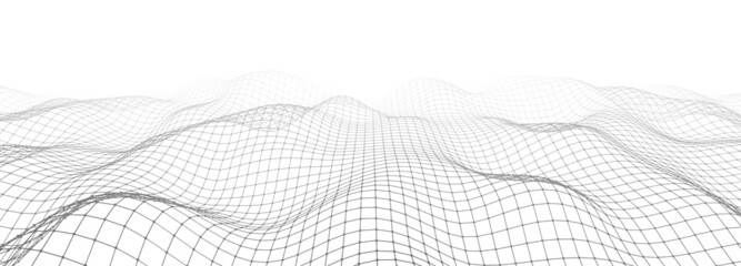 Vector perspective grid. Abstract gradient wave of lines. Big data. Digital background. Futuristic vector illustration.