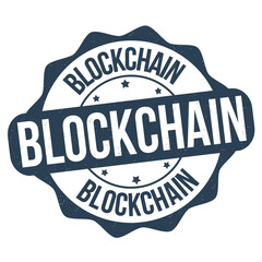 Blockchain grunge rubber stamp on white background, vector illustration
