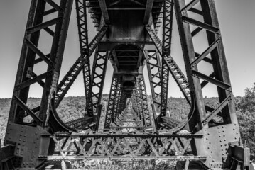 Destroyed historic Kinzua railway bridge after a Tornado went through, Pennsylvania