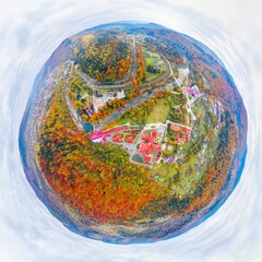 Waterfall Yaremche autumn drone.