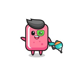 bubble gum cartoon as future warrior mascot