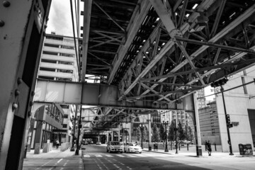 Subway tracks of the loop line in Chicago
