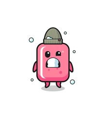 cute cartoon bubble gum with shivering expression