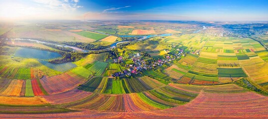 drone over the valley, Solar panel of the Dniester and Galich