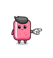 Naklejka premium bubble gum mascot with pointing right gesture