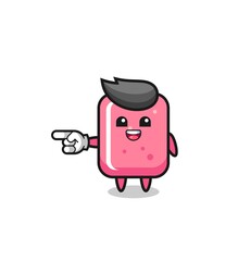 Naklejka premium bubble gum cartoon with pointing left gesture