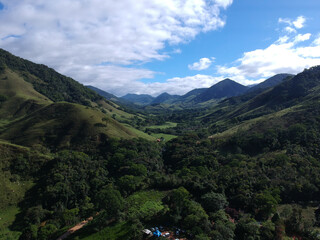 Fototapeta na wymiar Aerial view of nature in Sana, Macaé, mountain region of Rio de Janeiro. Drone photo