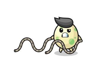 illustration of spotted egg doing battle rope workout