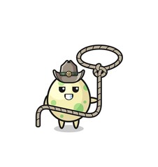 the spotted egg cowboy with lasso rope