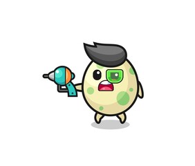 cute spotted egg holding a future gun
