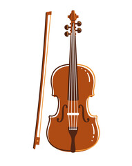 Cello musical instrument vector flat illustration isolated over white background, classical string music instruments.