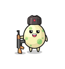 Fototapeta premium cute spotted egg cartoon as Russian army