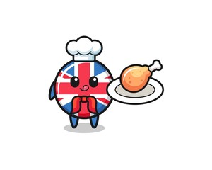 united kingdom flag fried chicken chef cartoon character