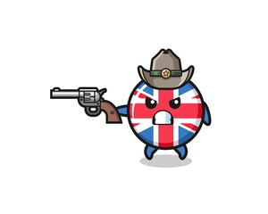 the united kingdom flag cowboy shooting with a gun