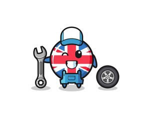 the united kingdom flag character as a mechanic mascot