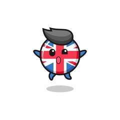 united kingdom flag character is jumping gesture