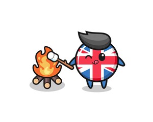 united kingdom flag character is burning marshmallow
