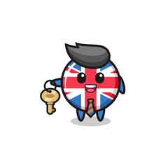 cute united kingdom flag as a real estate agent mascot