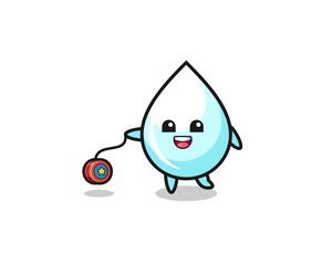 cartoon of cute milk drop playing a yoyo