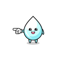 milk drop cartoon with pointing left gesture