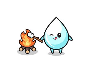 milk drop character is burning marshmallow