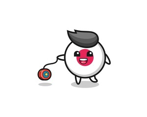 cartoon of cute japan flag playing a yoyo