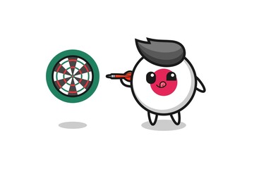 cute japan flag is playing dart