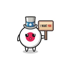 Fototapeta premium japan flag cartoon as uncle Sam holding the banner I want you