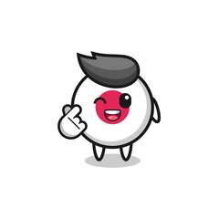 Obraz premium japan flag character doing Korean finger heart