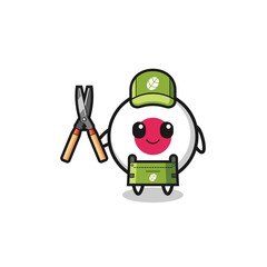 cute japan flag as gardener mascot