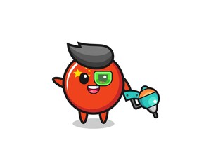 Obraz premium china flag cartoon as future warrior mascot