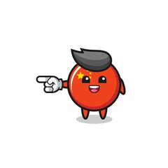 china flag cartoon with pointing left gesture