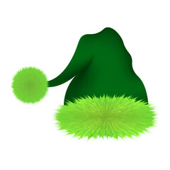 Green Christmas hat, grinch accessory, vector illustration.