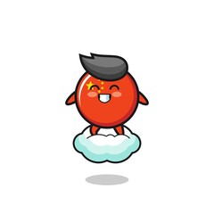 Obraz premium cute china flag illustration riding a floating cloud