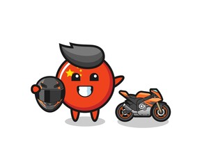 Obraz premium cute china flag cartoon as a motorcycle racer