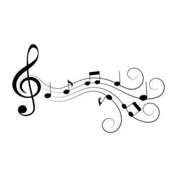 recommend clip art: Music notes with swirls, isolated musical element, vector illustration.