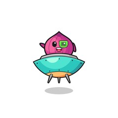 onion cartoon riding a future spaceship