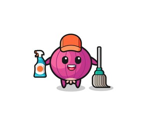 cute onion character as cleaning services mascot