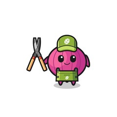 cute onion as gardener mascot