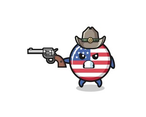 the united states flag cowboy shooting with a gun