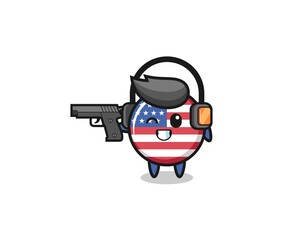 illustration of united states flag cartoon doing shooting range