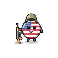 cute united states flag mascot as a soldier