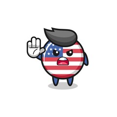 Obraz premium united states flag character doing stop gesture