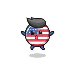 Obraz premium united states flag character is jumping gesture