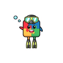 the puzzle diver cartoon character