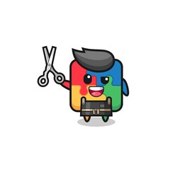 puzzle character as barbershop mascot