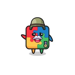 cute puzzle as veteran cartoon